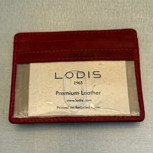 New Lodis 1965 Premium Red Leather Slim Card Case Wallet ID Window